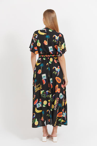 Haven - Cabana V Neck Maxi Dress - Brasil Black