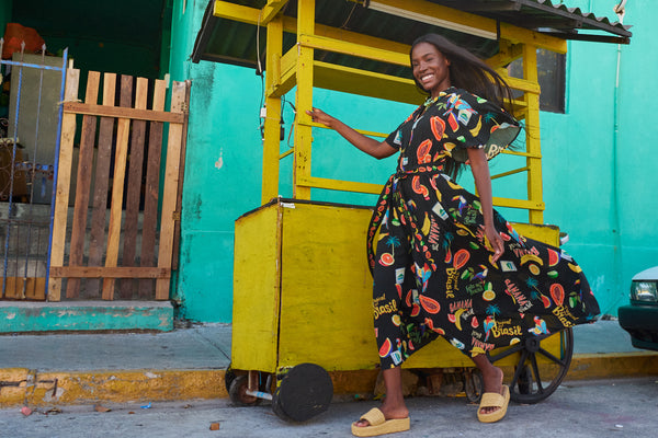 Haven - Cabana V Neck Maxi Dress - Brasil Black