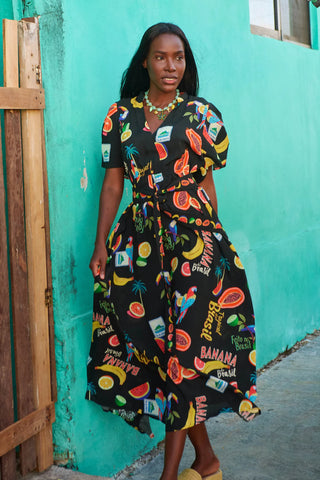 Haven - Cabana V Neck Maxi Dress - Brasil Black