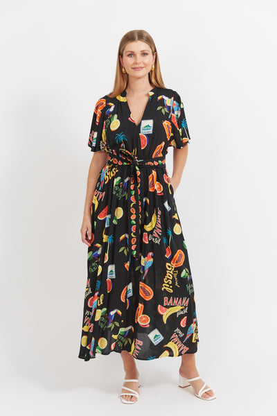 Haven - Cabana V Neck Maxi Dress - Brasil Black
