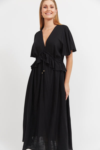 Haven - Jardin Frill Maxi Dress - Black
