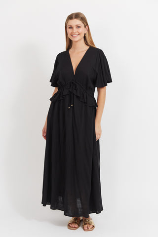 Haven - Jardin Frill Maxi Dress - Black