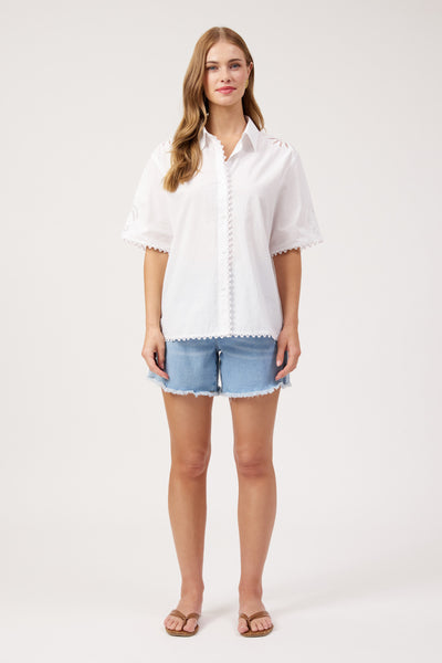 Haven - Larissa Broderie Shirt - White