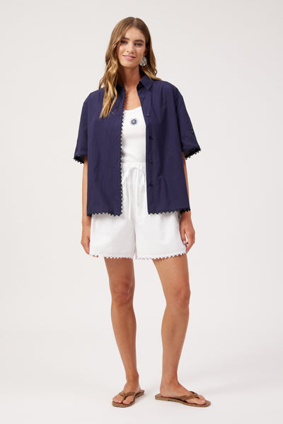 Haven - Larissa Broderie Shirt - Navy