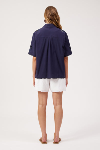 Haven - Larissa Broderie Shirt - Navy