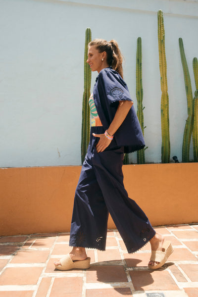 Haven - Broderie Pant - Navy