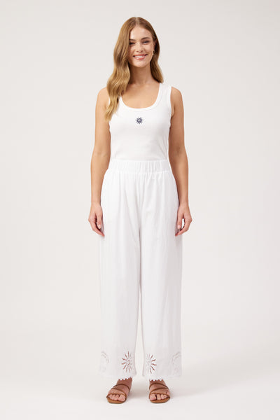 Haven - Larissa Broderie Pant - White