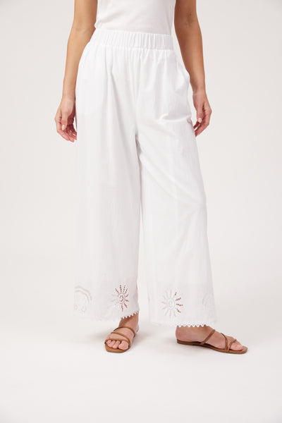 Haven - Larissa Broderie Pant - White