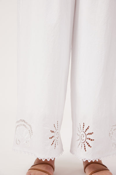 Haven - Larissa Broderie Pant - White
