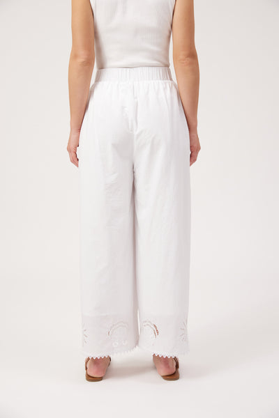 Haven - Larissa Broderie Pant - White