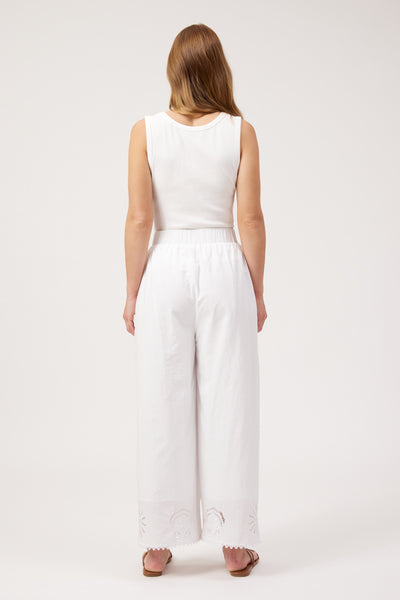 Haven - Larissa Broderie Pant - White