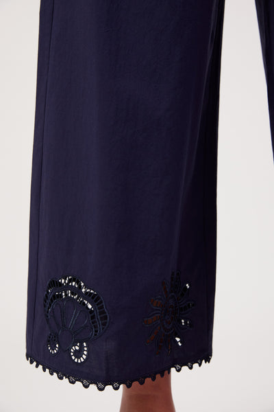 Haven - Larissa Broderie Pant - Navy