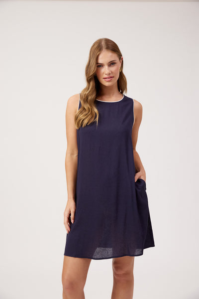 Haven - Positano Contrast Dress - Navy