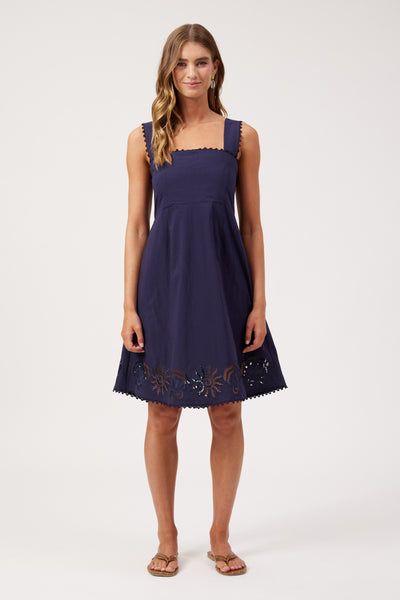 Haven - Larissa Broderie Dress - Navy