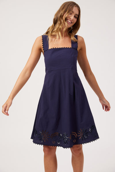 Haven - Larissa Broderie Dress - Navy