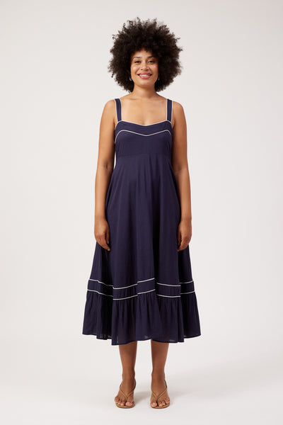 Haven - Positano Contrast Midi Dress - Navy