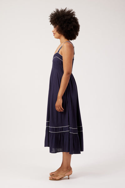 Haven - Positano Contrast Midi Dress - Navy