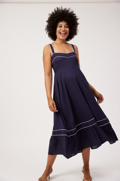 Haven - Positano Contrast Midi Dress - Navy