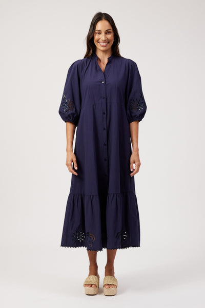 Haven - Larissa Broderie Maxi Dress - Navy