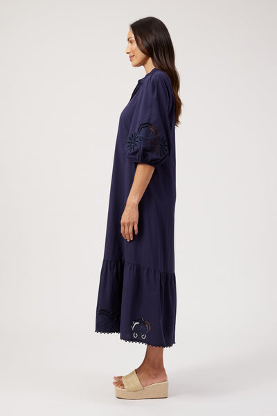 Haven - Larissa Broderie Maxi Dress - Navy