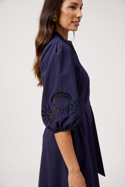 Haven - Larissa Broderie Maxi Dress - Navy