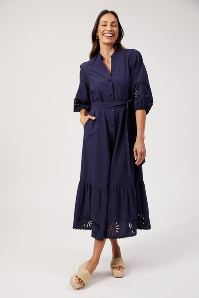 Haven - Larissa Broderie Maxi Dress - Navy