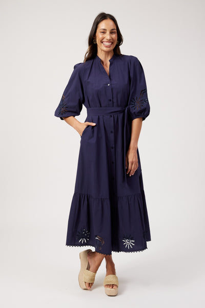 Haven - Larissa Broderie Maxi Dress - Navy