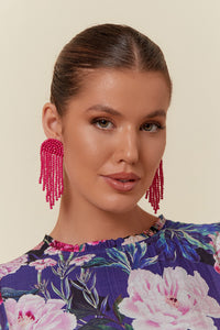 Adorne - Beaded Tassel Cocktail Earrings Pink AEA3215