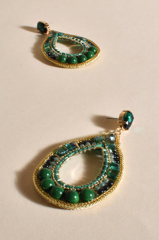 Adorne - Ever Statement Jewel Earrings  Green/Blue 3564