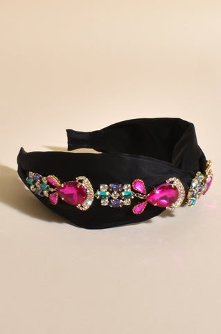 Adorne - Jewelled Event Headband  Black/Pink  AHD0918