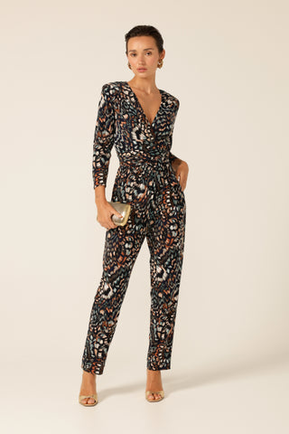 Sacha Drake - Amira Jumpsuit - Navy Brown Feather