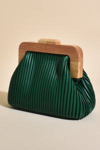 Adorne - Green Quinn Pleat Tall Timber Frame Bag 1672