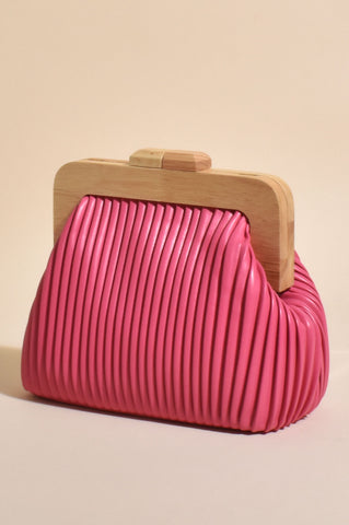 Adorne - Pink Quinn Pleat Tall Timber Frame Bag