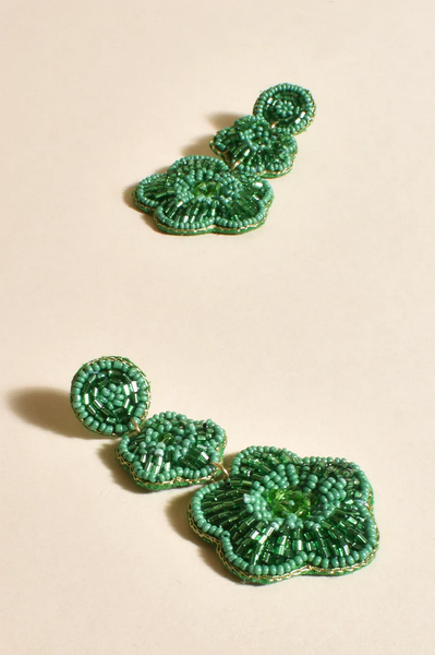 Adorne - Green Beaded Bouqet Drop Earrings 3162
