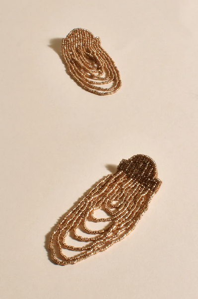 Adorne - Gold Opera Beaded Tassel Earrings 3109