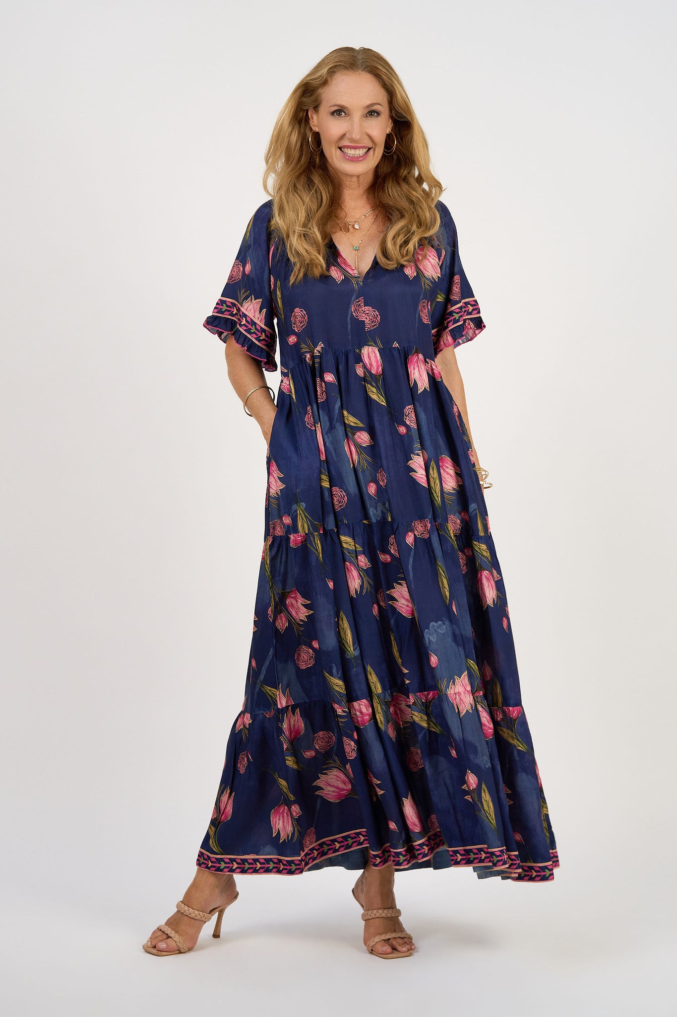 Naudic - Amisha Short sleeve Maxi Dress - Frolic