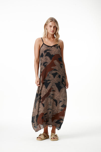 Oneseason - Antoinette Slip Dress - Viscose - Palm Safari