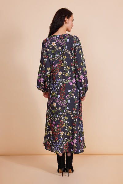 Binny -  GEORGE - Ink Floral - Linen Viscose Midi Dress