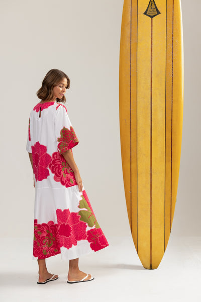 Binny - HIBISCUS - 100% Cotton Midi Dress - Hibiscus