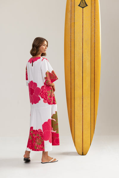 Binny - HIBISCUS - 100% Cotton Midi Dress - Hibiscus