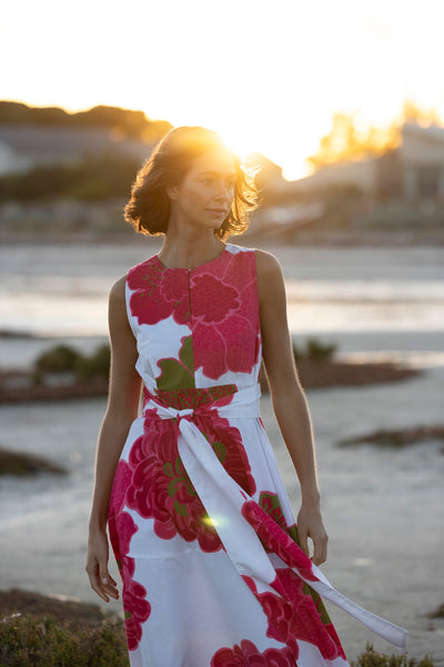 Binny - BOUGAINVILLEA - 100% Cotton Midi Sundress - Hibiscus