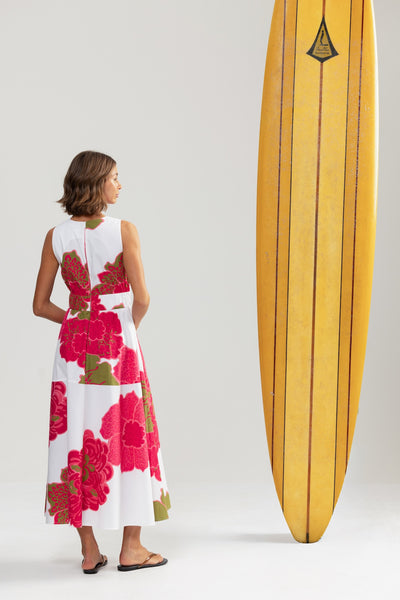 Binny - BOUGAINVILLEA - 100% Cotton Midi Sundress - Hibiscus