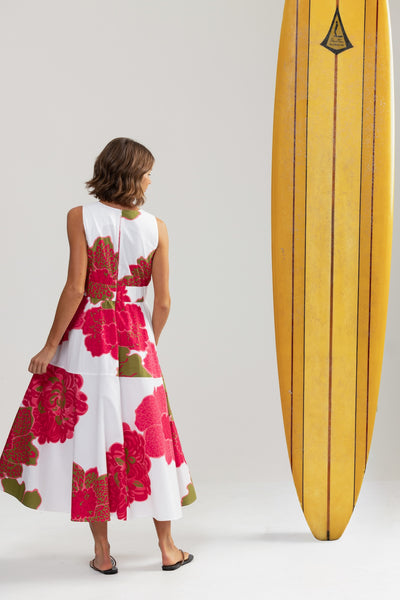 Binny - BOUGAINVILLEA - 100% Cotton Midi Sundress - Hibiscus