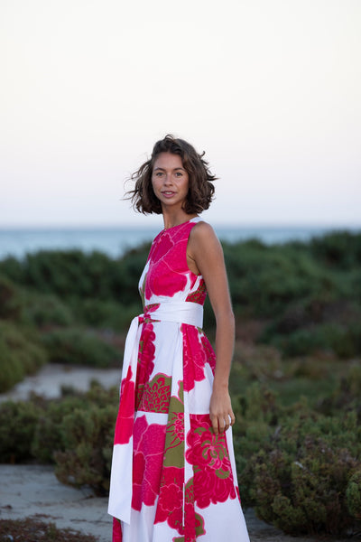 Binny - BOUGAINVILLEA - 100% Cotton Midi Sundress - Hibiscus