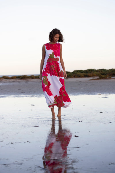 Binny - BOUGAINVILLEA - 100% Cotton Midi Sundress - Hibiscus