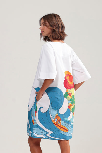 Binny - BREAKWATER - 100% Cotton Shift Dress - Surfy