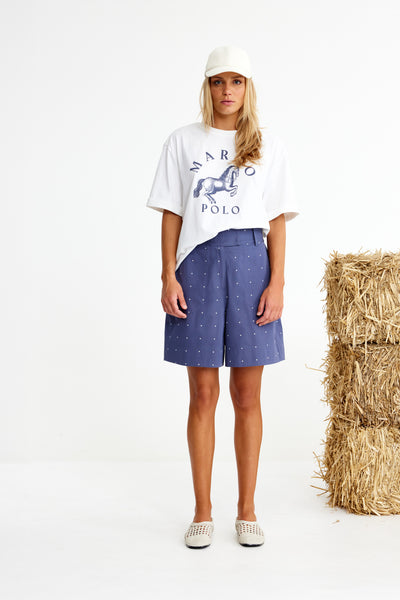 Binny - BREECHES - Cotton Twill Shorts - Navy Ditsy Spot