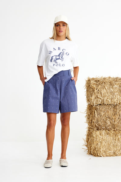 Binny - BREECHES - Cotton Twill Shorts - Navy Ditsy Spot