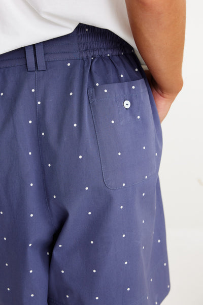 Binny - BREECHES - Cotton Twill Shorts - Navy Ditsy Spot