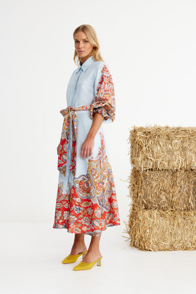 Binny - CHAMPIONSHIP RIBBON - Linen Viscose Midi Dress